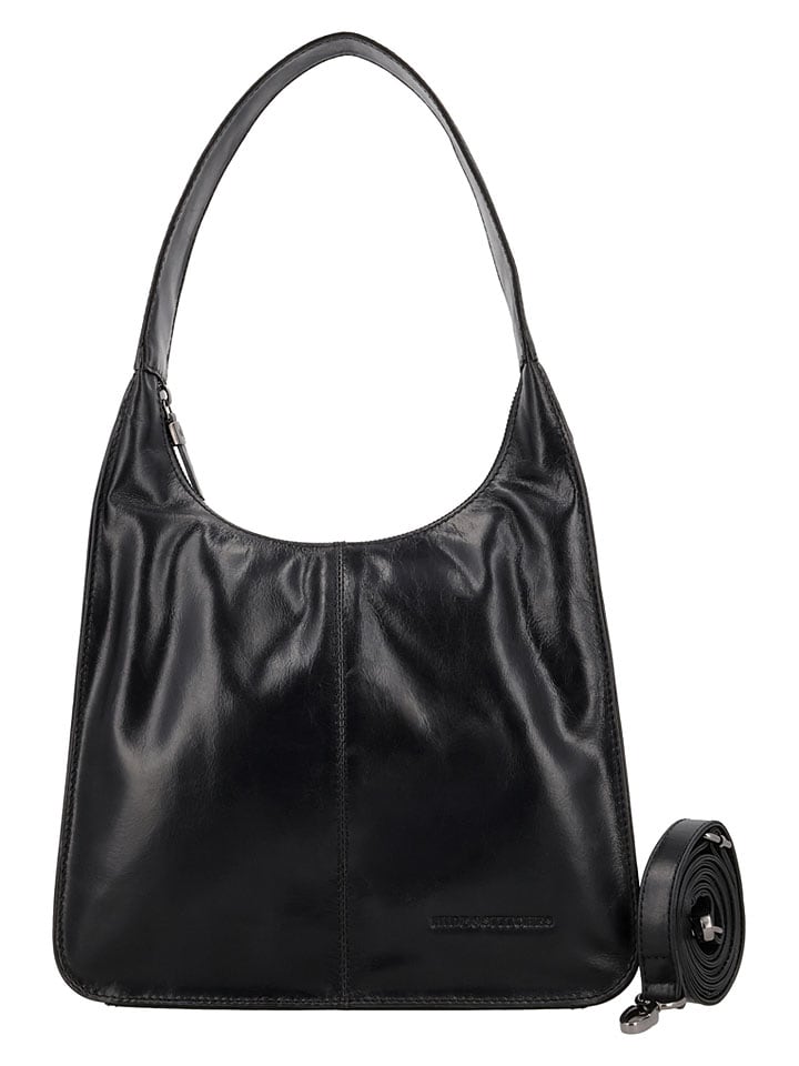 Leder-Schultertasche in Schwarz - (B)26 x (H)28 x (T)8 cm