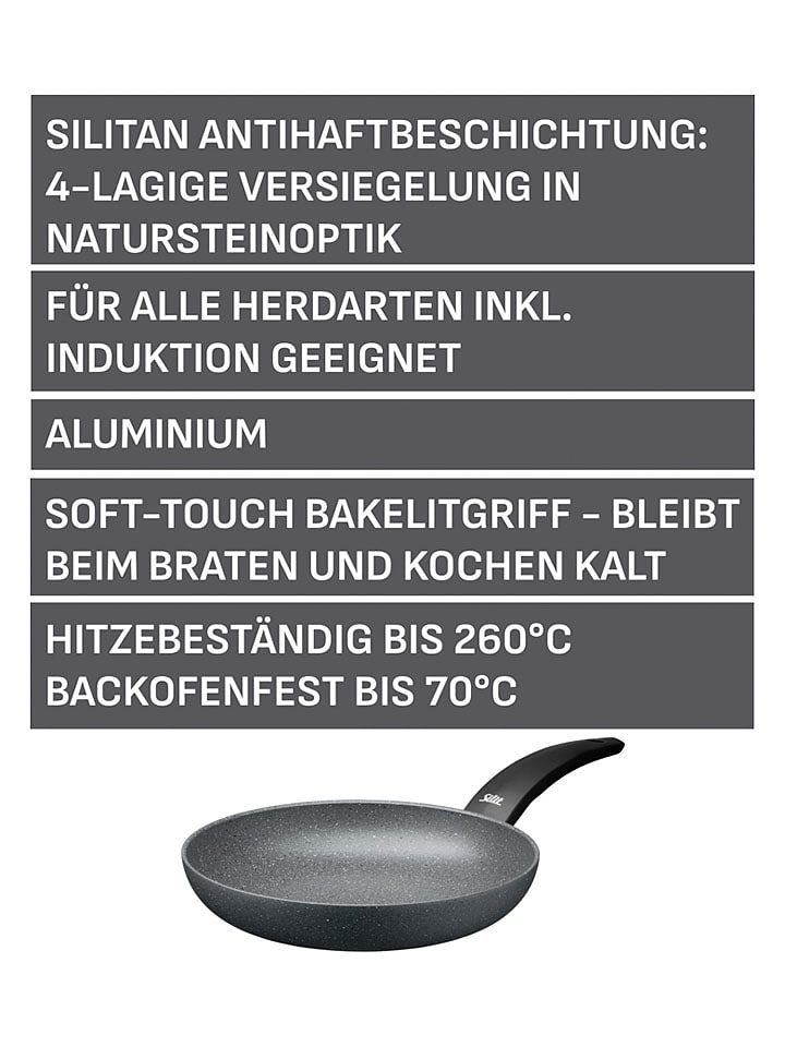 Patelnia "Messino" w kolorze ciemnoszarym z uchwytem - Ø 24 cm