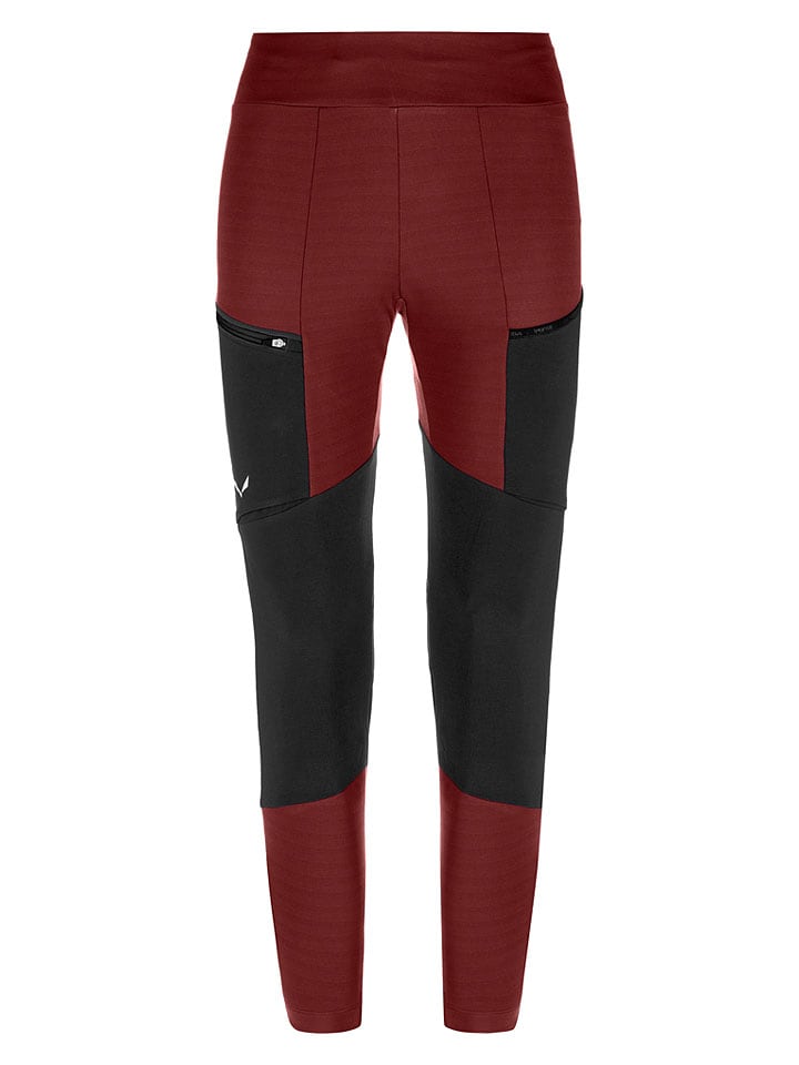 Legginsy trekkingowe "Puez Dry Responsive" w kolorze bordowo-czarnym