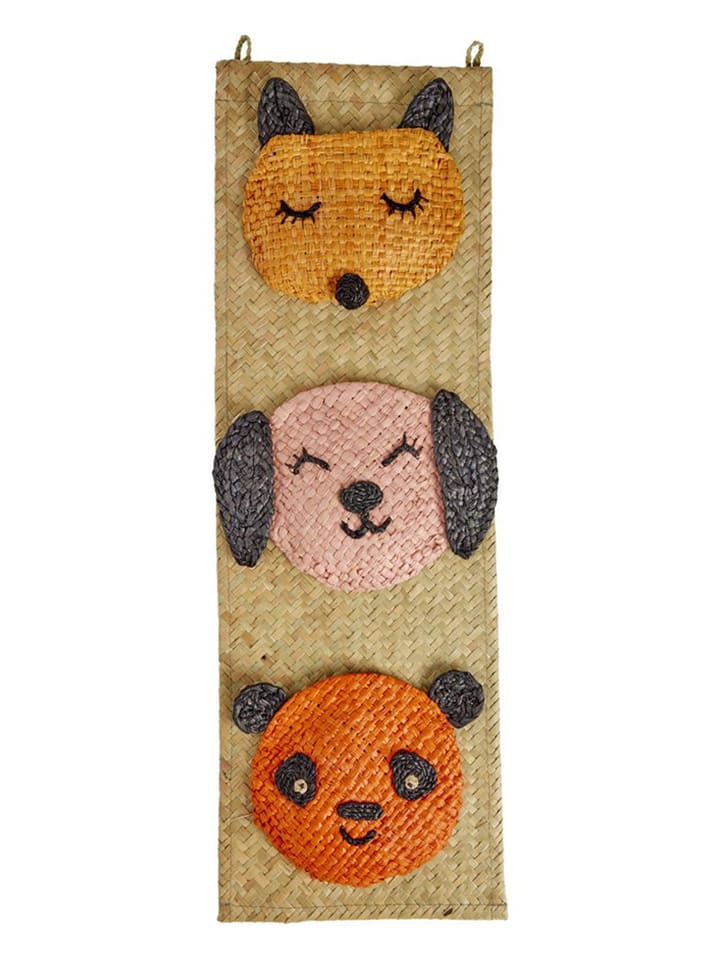Wanddekoration "Animal Face" in Beige/ Orange/ Rosa - (L)60 x (B)20 cm