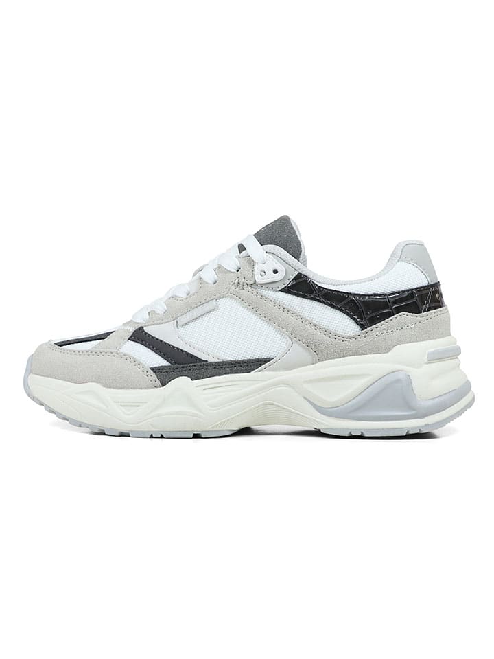 Sneakersy "Marathon" w kolorze biało-czarno-beżowym