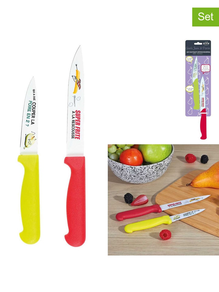 4-delige keukenmessenset rood/geel
