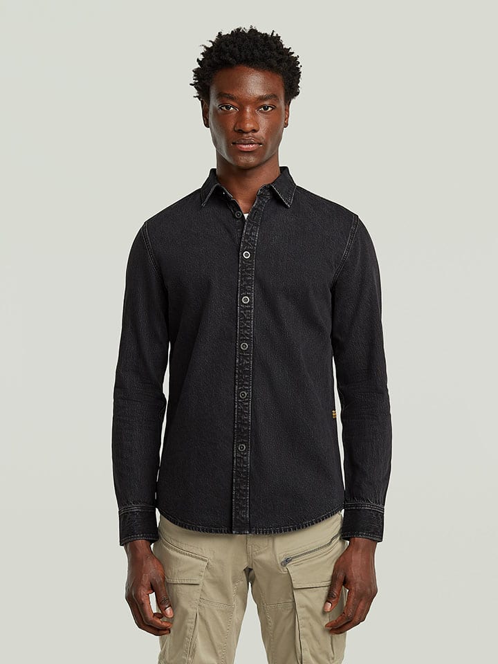 Spijkerblouse - slim fit - antraciet