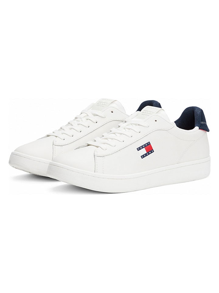 Skórzane sneakersy w kolorze granatowo-białym