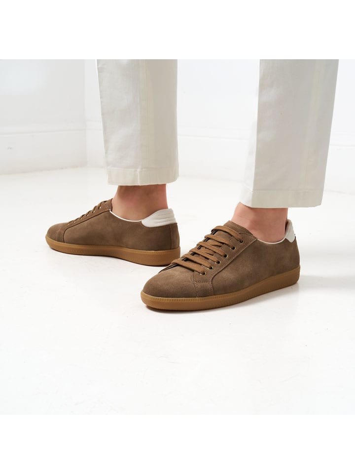 Leder-Sneakers in Hellbraun