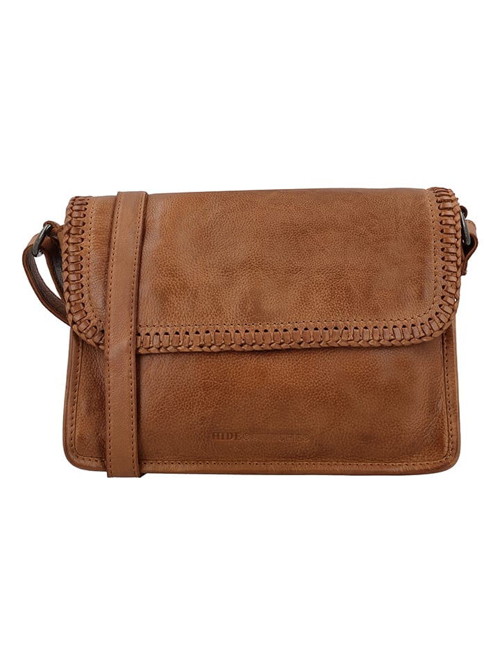 Leder-Umhängetasche "Inspired by Country" in Cognac - (B)24 x (H)19 x (T)10 cm