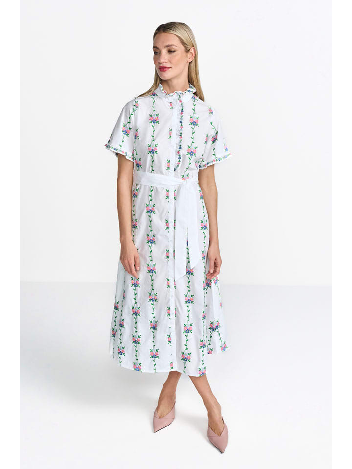 Kleid in Weiß/ Bunt
