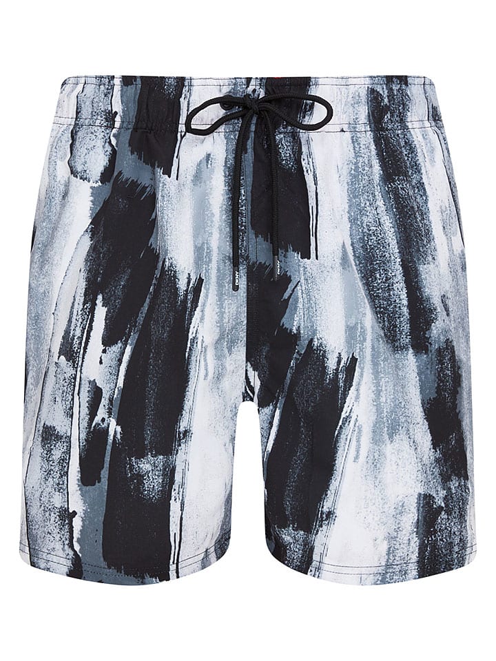 Badeshorts in Schwarz/ Hellblau