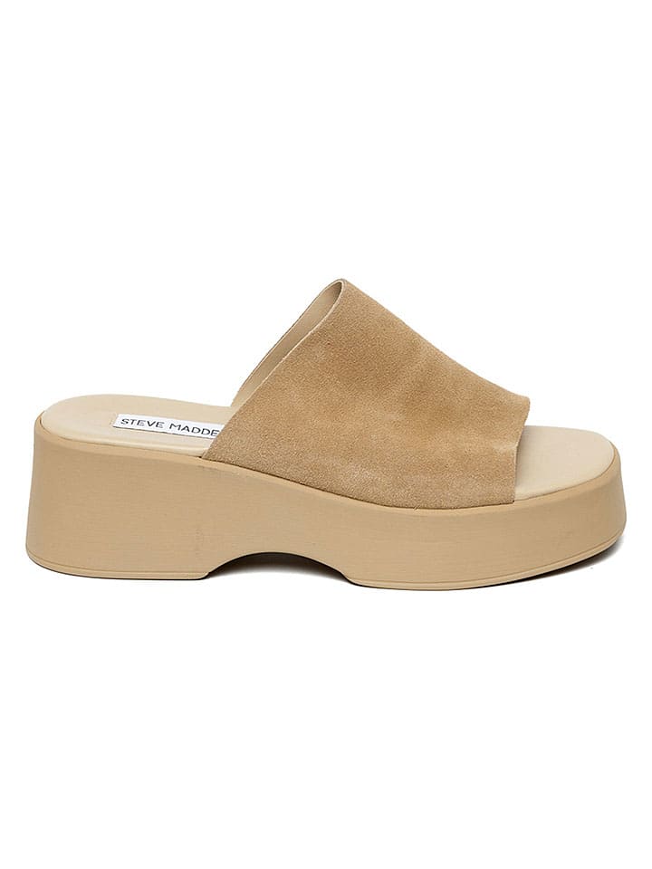 Leder-Pantoletten in Beige