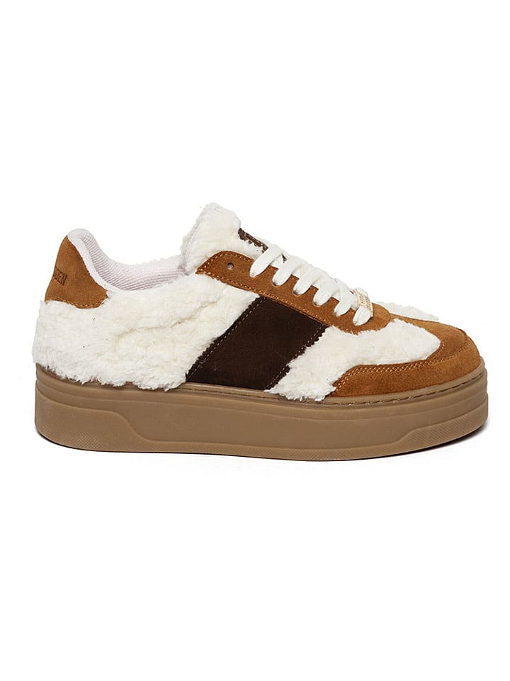 Sneakersy w kolorze kremowo-jasnobrązowym