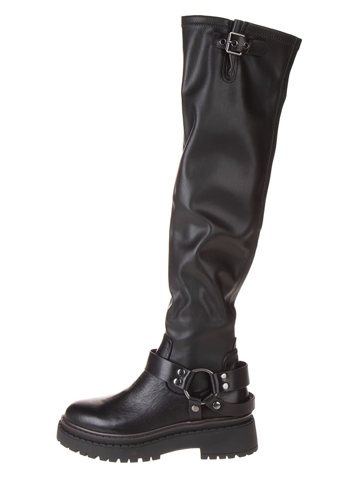 Leder-Stiefel in Schwarz
