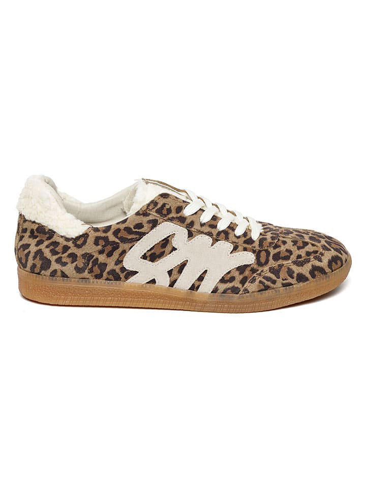 Leder-Sneakers in Hellbraun/ Braun