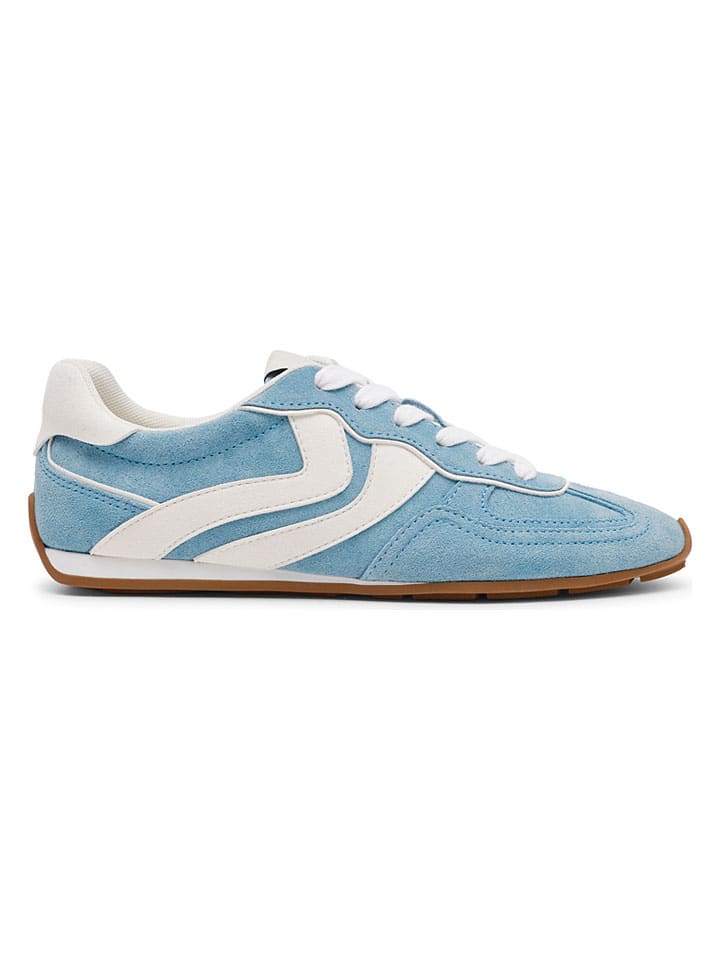 Leder-Sneakers in Hellblau