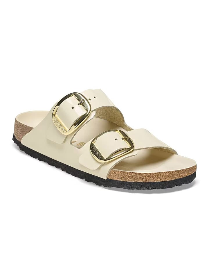 Leder-Pantoletten "Arizona" in Creme - Weite S