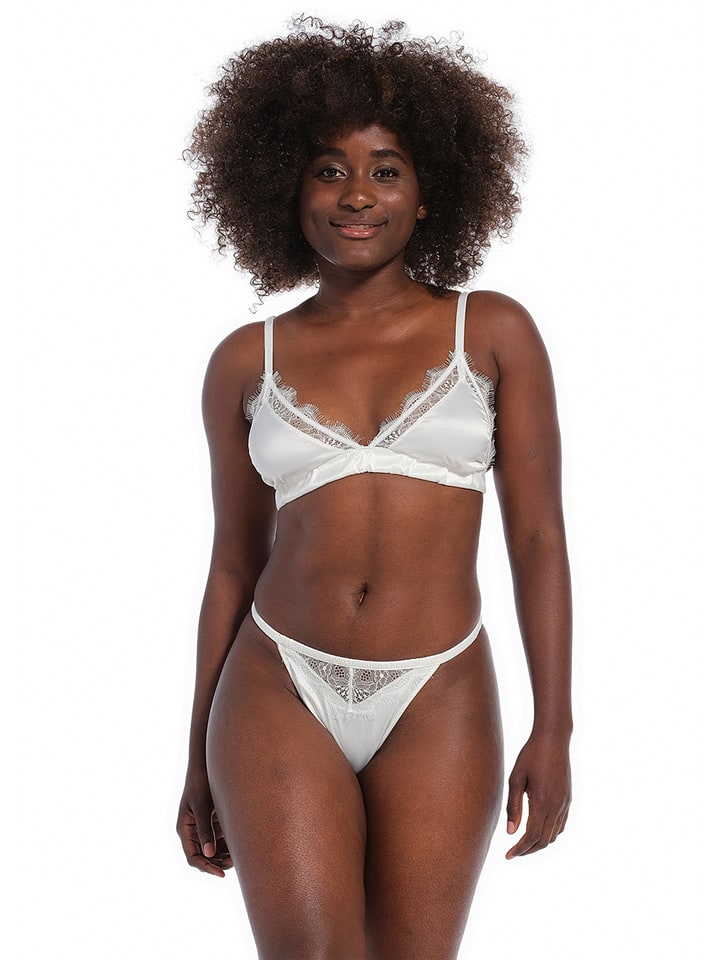 Bügelloser BH "Satin Lace Bralette" in Creme