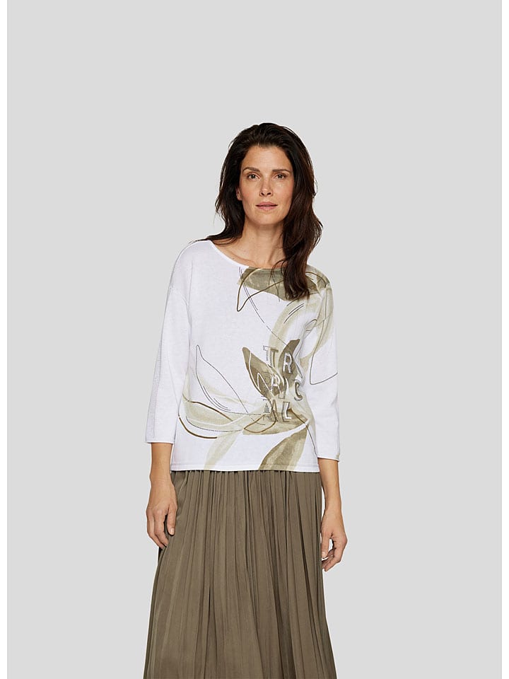 Pullover in Weiß/ Grün