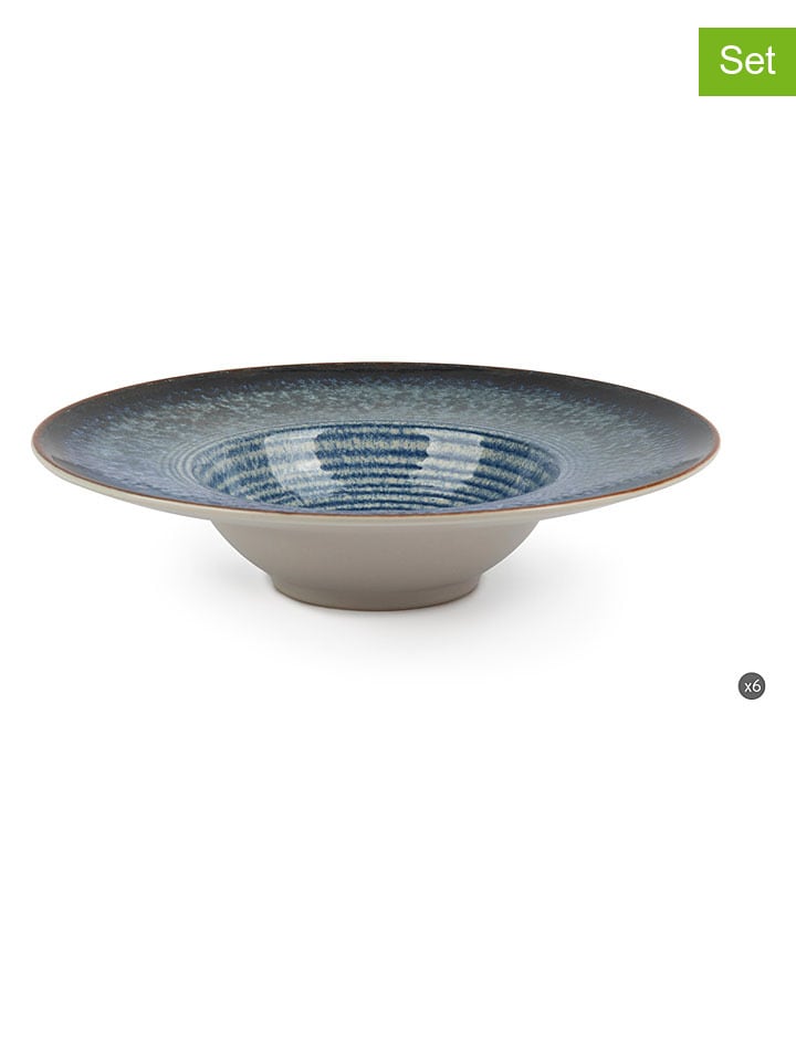 6er-Set: Pastateller "Poseidone" in Blau - Ø 28 cm