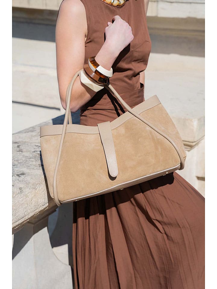 Leder-Shopper "Luce" in Taupe - (B)40 x (H)21 x (T)14 cm