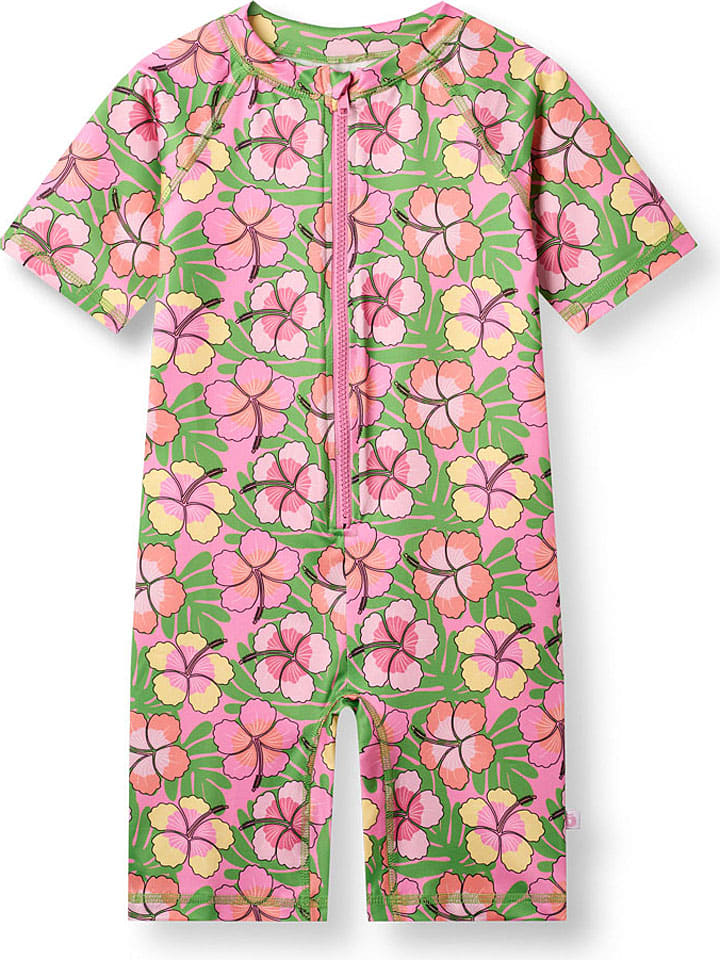 Badeoverall in Grün/ Rosa