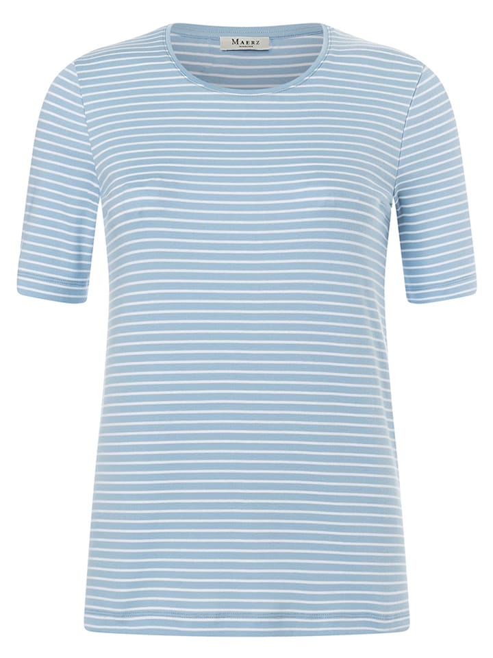 Shirt in Hellblau/ Weiß