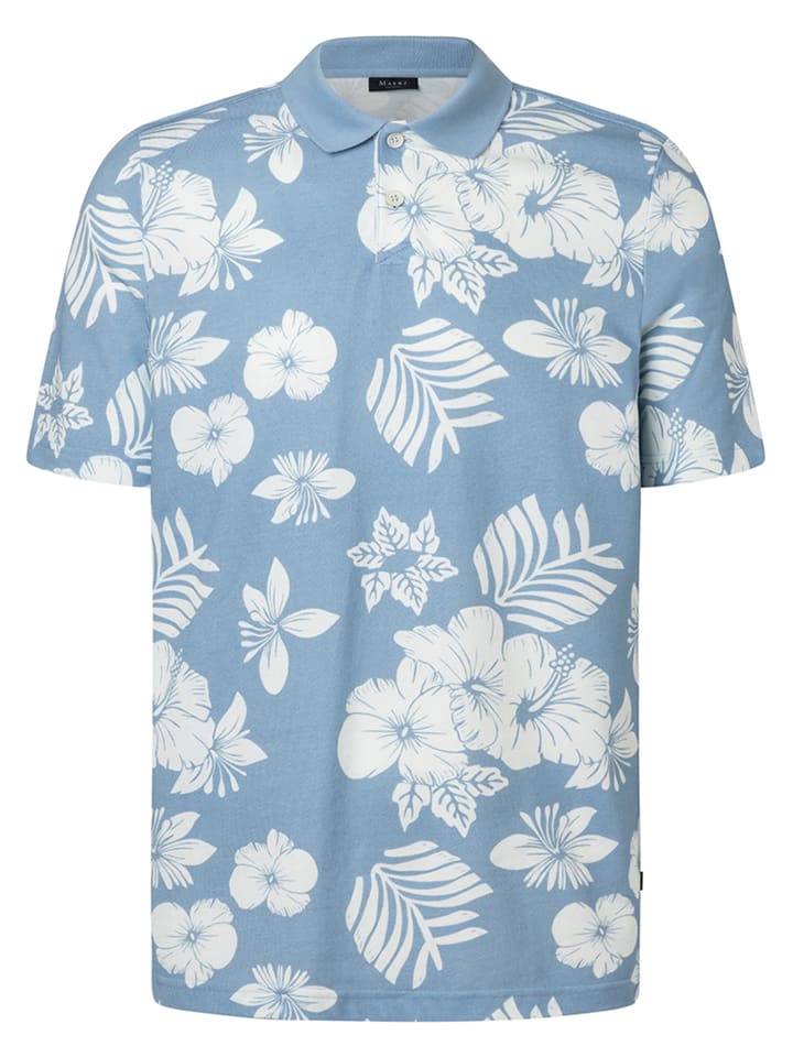 Poloshirt in Hellblau/ Weiß