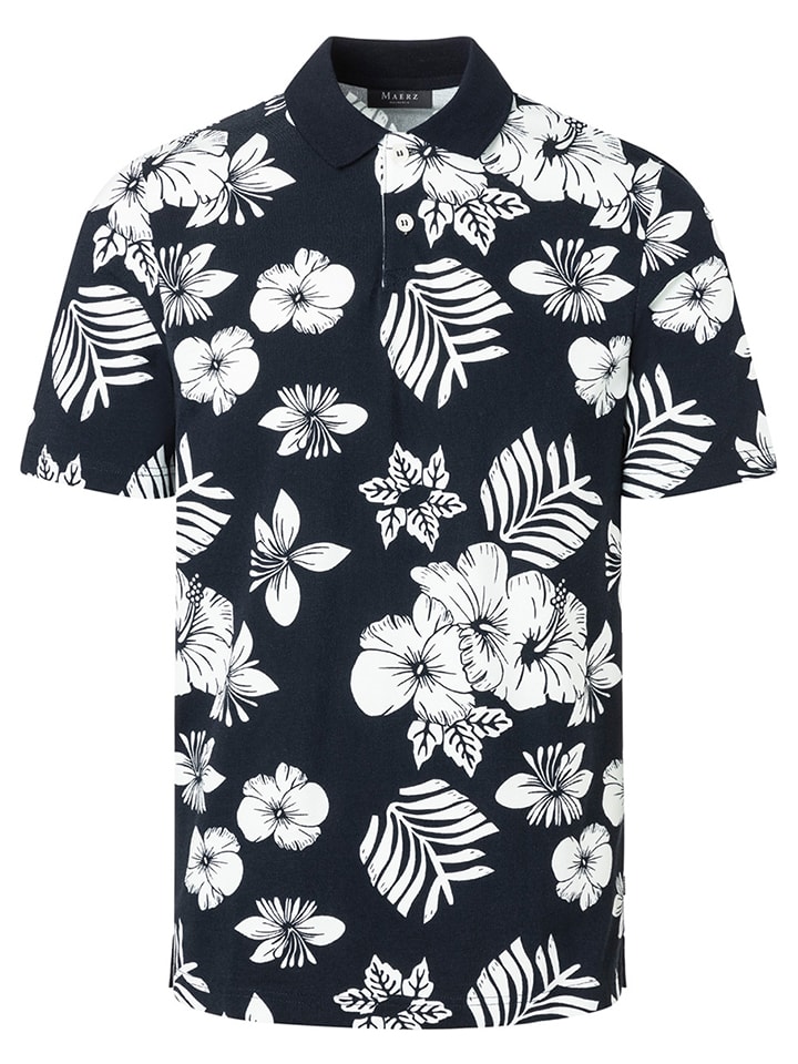 Poloshirt in Dunkelblau/ Weiß