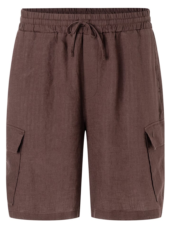Leinen-Shorts in Braun
