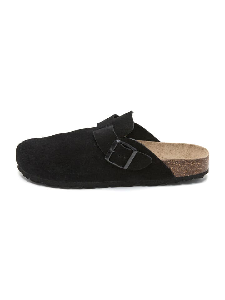Leder-Clogs in Schwarz