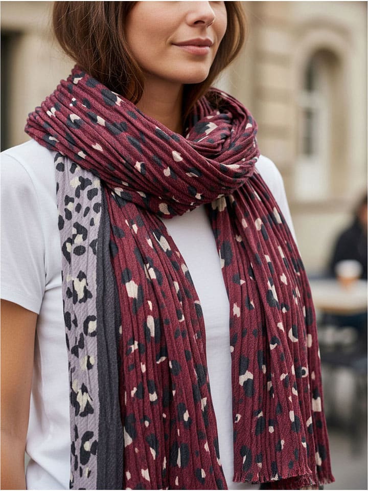 Schal in Bordeaux/ Schwarz - (L)170 x (B)85 cm