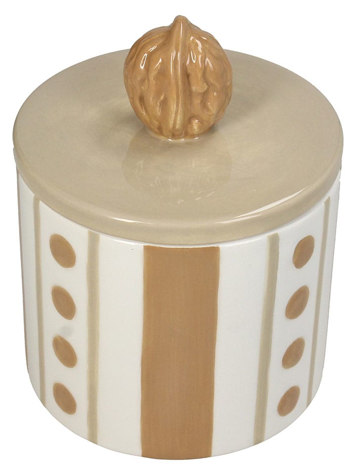 Pojemnik "Walnut" w kolorze beżowo-kremowym - wys. 14,4 x Ø 11 cm