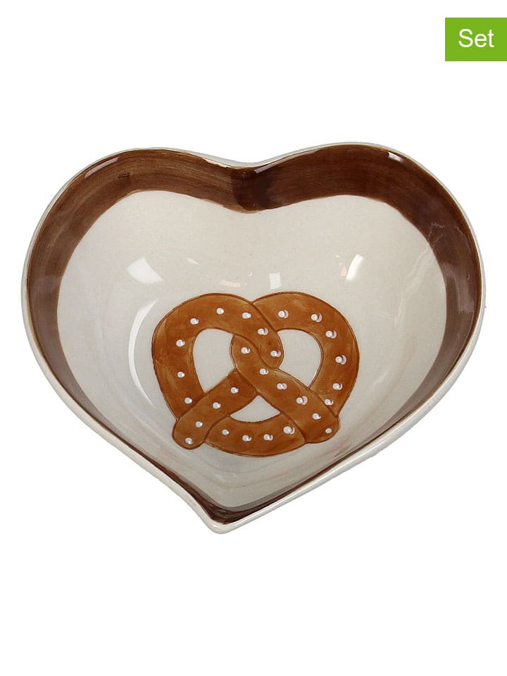 2er-Set: Schalen ''Pretzel'' in Braun/ Weiß - (B)13 x (H)4,8 x (T)11,7 cm