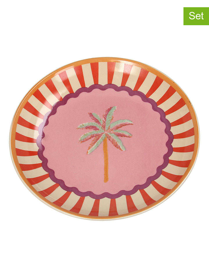 Talerze (2 szt.) "Palm Tree" ze wzorem na pieczywo - Ø 16 cm