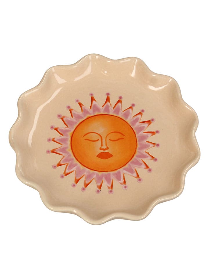 Miska dekoracyjna "Sun" w kolorze beżowo-żółtym - wys. 2 x Ø 15,5 cm