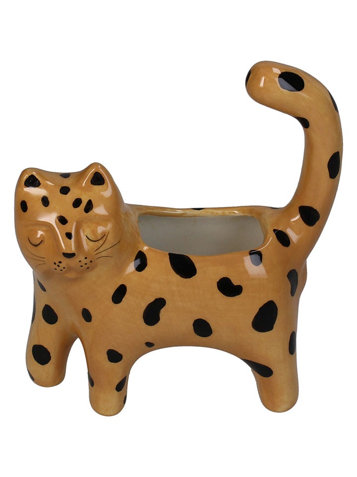 Doniczka "Leopard" w kolorze żółtym - 14,3 x 16,5 x 6 cm