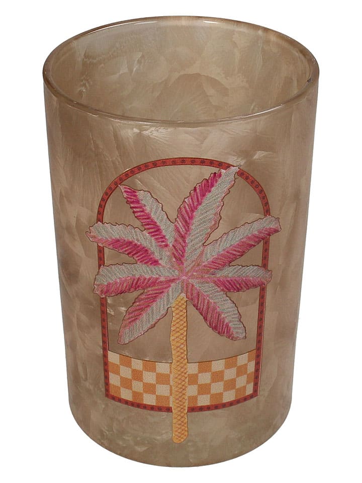 Świecznik "Palm Tree" w kolorze beżowym - wys. 18 x Ø 12 cm