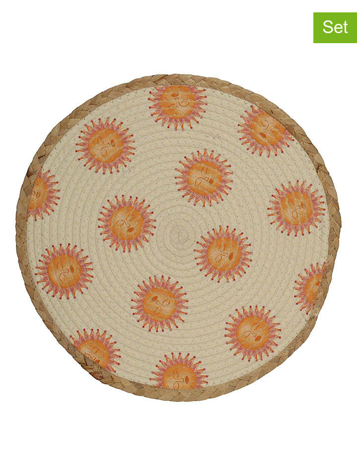 2-delige set: placemats ''Sun'' beige/geel - Ø 38 cm
