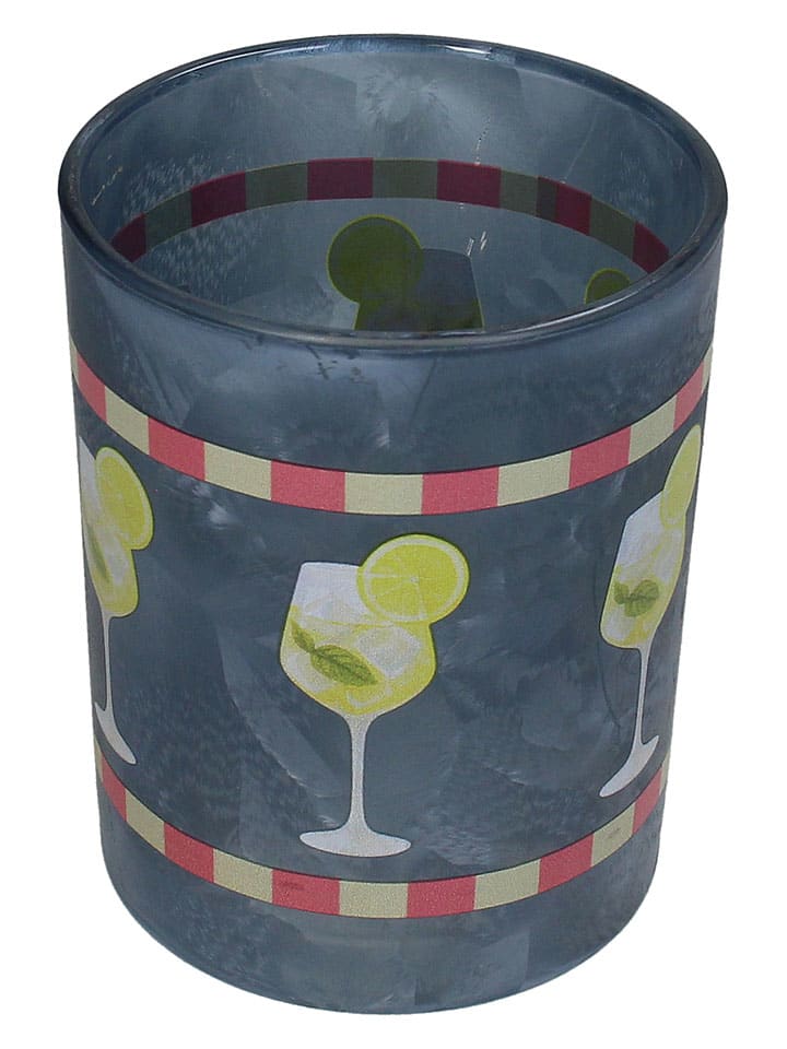 Windlicht ''Limoncello Spritz'' donkerblauw - (H)12,5 x Ø 10 cm