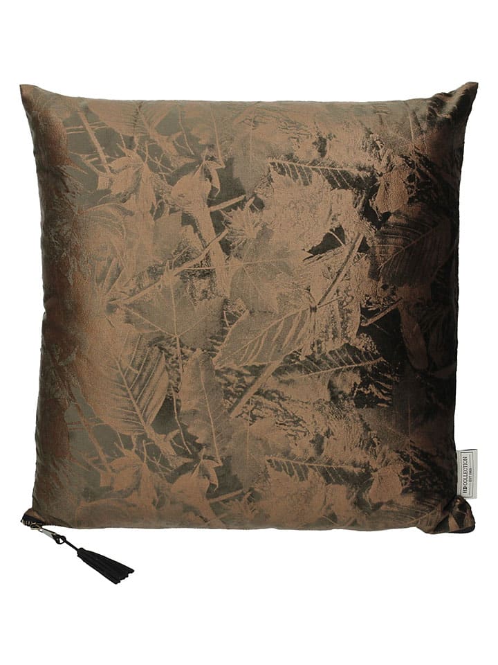 Kissen ''Leaves'' in Schwarz/ Hellbraun - (L)45 x (B)45 cm