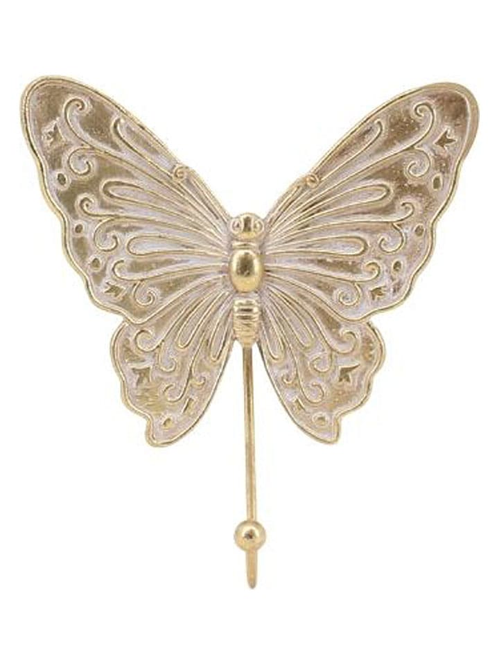 Haczyk ścienny "Butterfly" w kolorze złotym - 13,8 x 15 x 4 cm