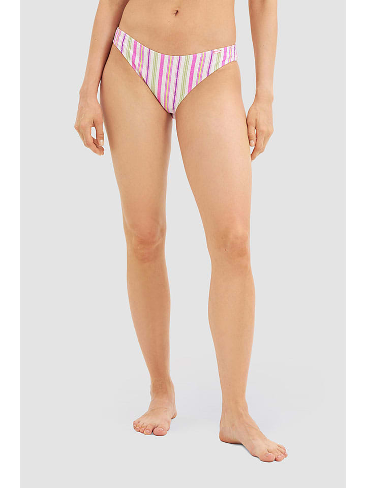 Figi bikini w kolorze biało-zielono-różowym