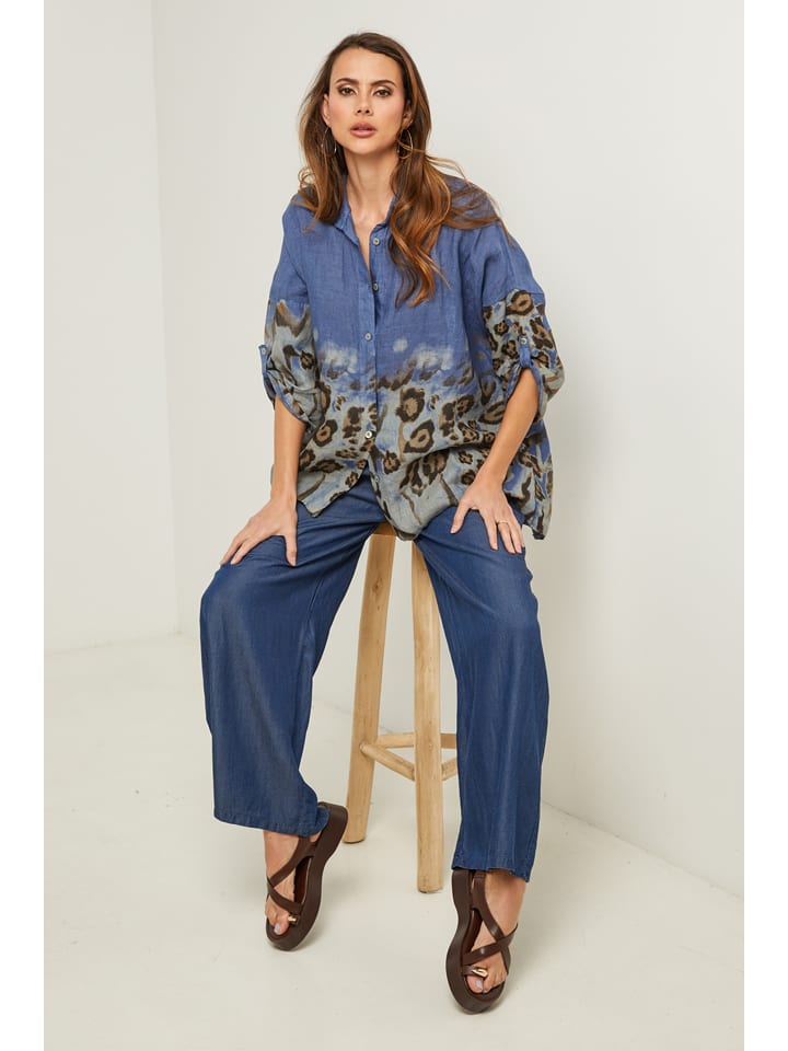 Leinen-Bluse "Jarley" in Blau
