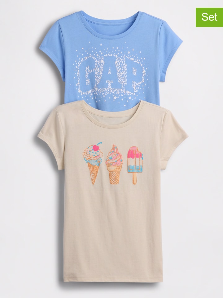 2-delige set: shirts lichtblauw/beige
