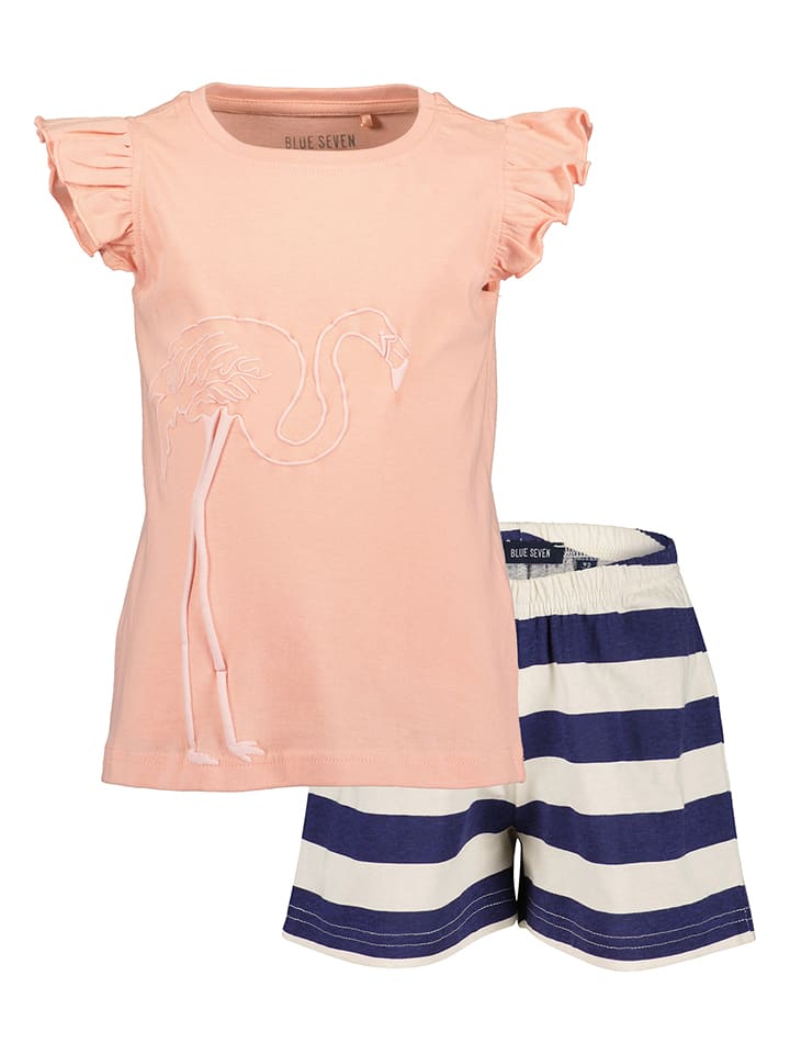 Pyjama lichtroze/donkerblauw