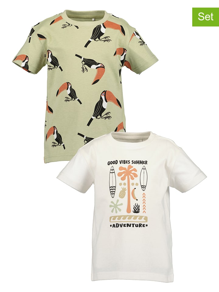 2-delige set: shirts crème/groen