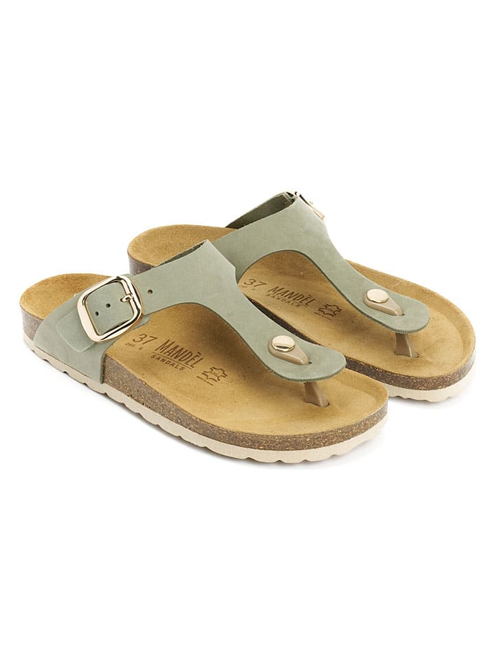 Skórzane japonki "Blanca" w kolorze khaki