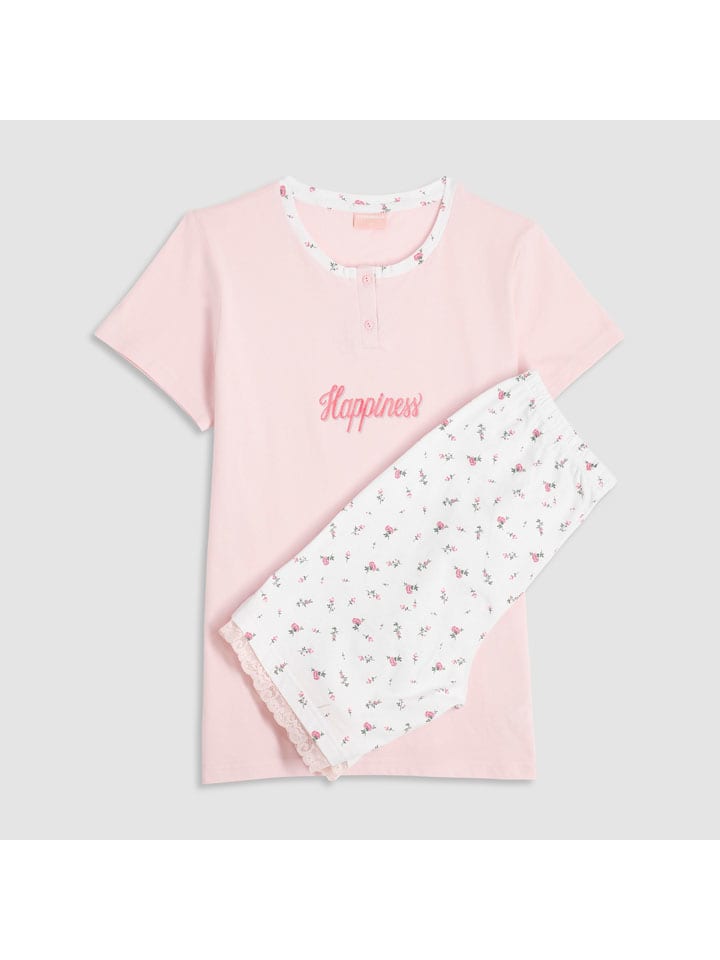 Pyjama lichtroze/wit