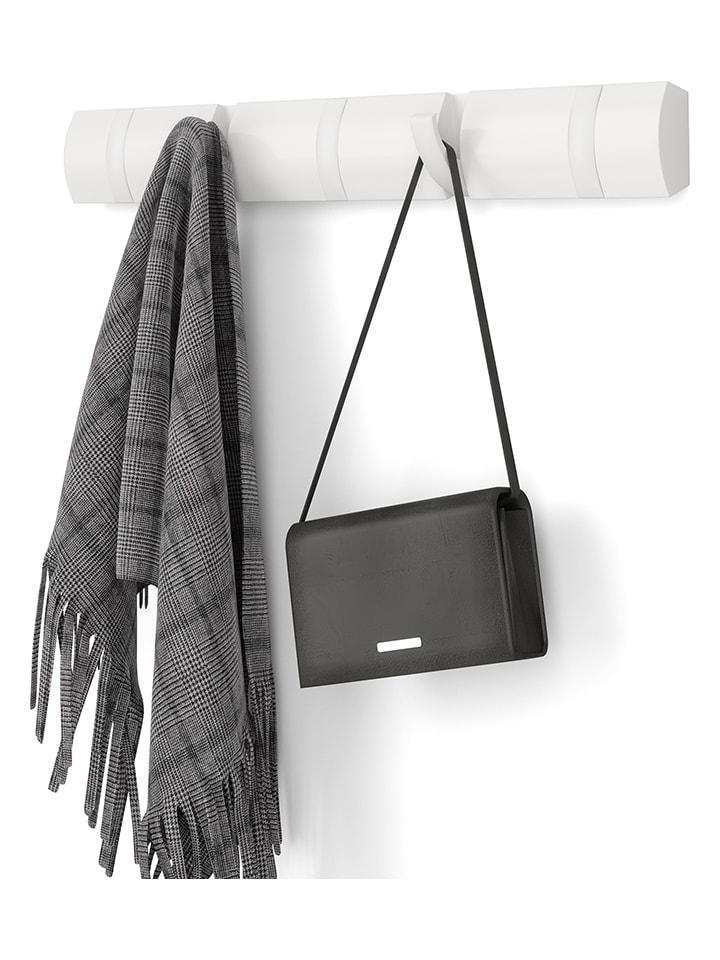 Wandgarderobe ''Filip 5'' in Weiß - (B)51 x (H)7 x (T)3 cm