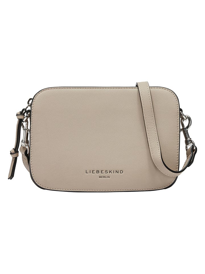 Skórzana torebka w kolorze beżowym - 20 x 14 x 7 cm