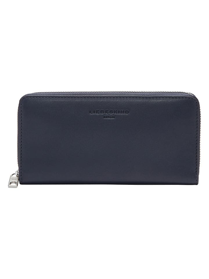 Leder-Geldbörse "Sally" in Dunkelblau - (B)19 x (H)9 x (T)2 cm