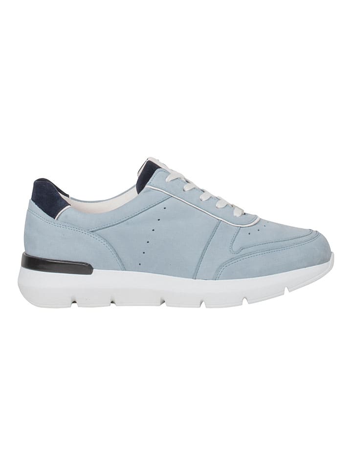 Leder-Sneakers in Hellblau